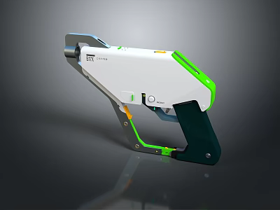 Futuristic White and Green Weapon With Modern Sci Fi Design And Ergonomic Handle Structure 3d model