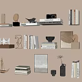 Modern Decorative Ornament Set With Books Sculptures Camera Frames And Vases For Home Shelf