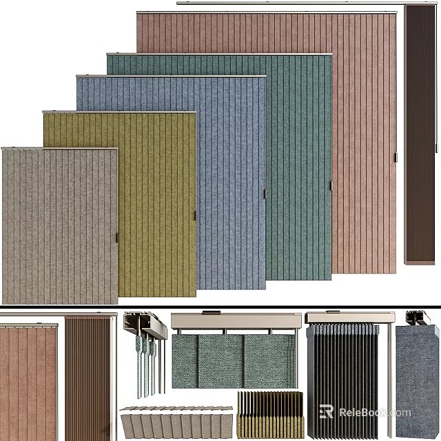 Various Colored Window Blinds In Stylish Designs For Home Interior Use 3d model 