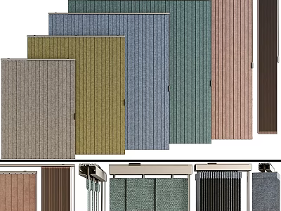 Various Colored Window Blinds In Stylish Designs For Home Interior Use 3d model