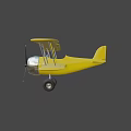 Vintage Yellow Biplane Model With Open Cockpit Propeller And Blue Background