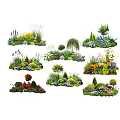 Mixed Flower And Plant Garden Combinations With Various Colors Shapes And Species