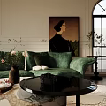 Elegant Modern Living Dining Room With Marble Fireplace Chandelier And Wooden Floor Rug