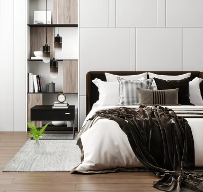 Modern Double Bed Combination 3d model Modern Double Bed Combination 3d model