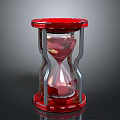 Red Framed Hourglass With Transparent Glass And Red Sand Metal Stand