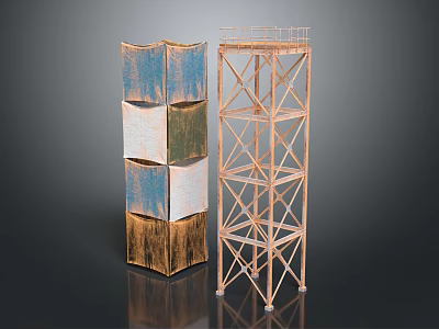 Modern Multi Colored Cube Stacked Shelves And Metal Frame Tiered Rack Furniture 3d model