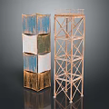 Modern Multi Colored Cube Stacked Shelves And Metal Frame Tiered Rack Furniture