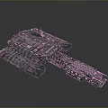 Futuristic Sci Fi Spaceship Model With Metallic Blue Exterior And Detailed Structure