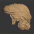 3D Character Creature Head Model With Orange Hairstyle And Sculpted Details