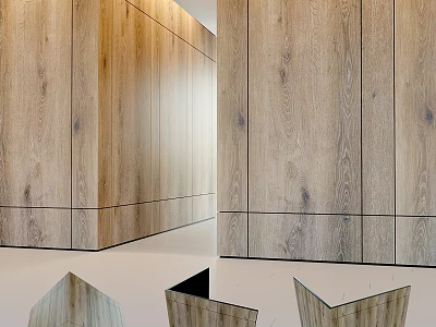 Modern Bathroom Interior Featuring Wooden Panel Walls And Minimalist Clean Layout 3d model