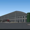 Modern Commercial Street Complex With Green Wall Multiple Windows Parking Area And Vehicles
