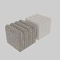 Stackable Gray Woven Sofa Stools With Textured Fabric For Living Room Use 3d model