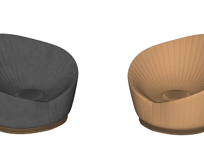 Two Modern Leisure Chairs in Gray and Beige with Curved Striped Texture Design 3d model