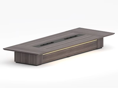Modern Wooden Conference Table With Integrated Cable Panel And Metal Accent 3d model