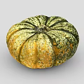Fresh Round Pumpkin With Green And Yellow Striped Vibrant Texture