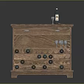 Wooden Wine Cabinet With Drawer And Countertop For Wine Bottle And Glass Storage