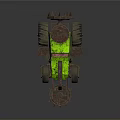 Industrial Style 3D Tractor Model With Green Brown Large Wheels And Front Blade