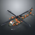 Military Helicopter With Green And Orange Camouflage Paint Large Rotors Modern Design And Equipment