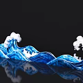Popular Photo Spot Featuring Blue Waves White Foam Black Background and Reflective Surface