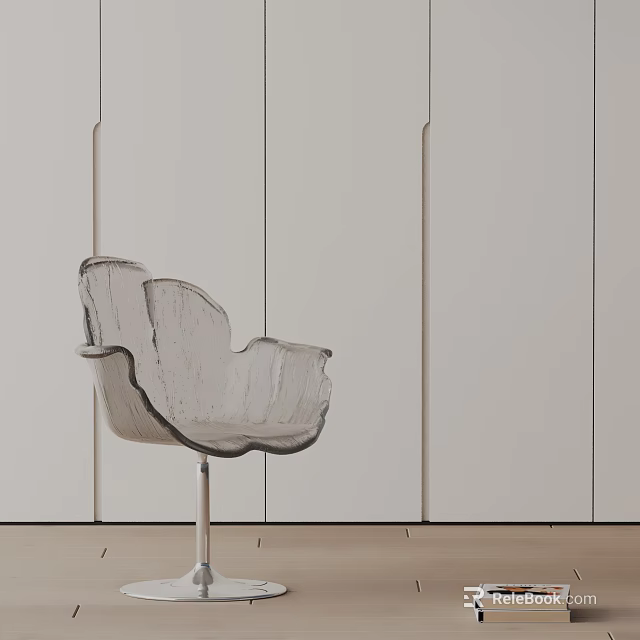 Transparent Modern Dining Chair in Light Colored Cabinet and Wooden Floor Setting 3d model 