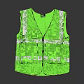 Neon Green High Visibility Safety Vest With Reflective Strips And Multiple Front Pockets 3d model