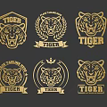 Golden Tiger Head Emblem Design Animal Wall Decor for Home Decoration