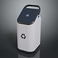 Modern Public Facility Recycling Bin with Waste Disposal Icon and Lid Design