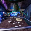 Cultural Center Marine Life Exhibition With Large Fish Model And Digital Display Screens