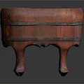 Traditional Red Wooden Washing Tub With Three Legs For Daily Washing Use