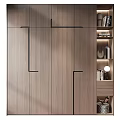 Modern Light Wooden Wardrobe Design With Black Metal Handles And Side Storage Shelves