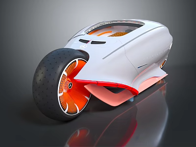 Futuristic Concept Car With Aerodynamic White Body And Orange Accent Wheels 3d model