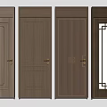 Elegant Wooden Hinged Doors With Carved Patterns Glass Panels And Simple Designs 3d model