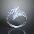Elegant Silver Wing Shaped Jewelry Ring With Curved Design And Shiny Details