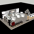 Modern Exhibition Booth Design With 4m 5.6m Size White Shelves Green Plants And Fashion Products