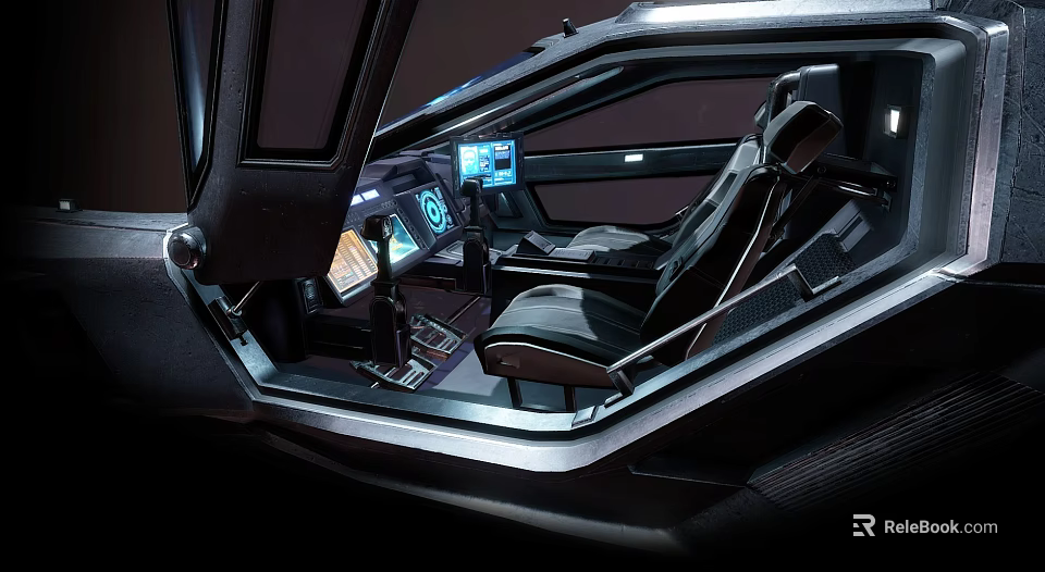 Futuristic Car Cockpit Interior With Digital Screens And Modern Seats 3d model 