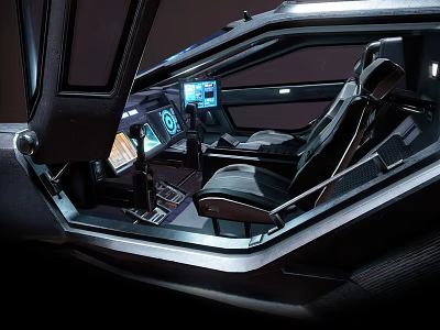 Futuristic Car Cockpit Interior With Digital Screens And Modern Seats 3d model