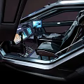 Futuristic Car Cockpit Interior With Digital Screens And Modern Seats