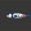 3D Cartoon Style Spaceship Model With White Blue Red Design And Engines