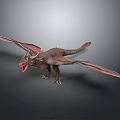 Detailed Mythical Dragon Creature With Spread Wings And Red Accents In 3D Render