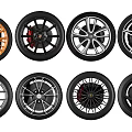 Modern tire wheel hub combination 3d model
