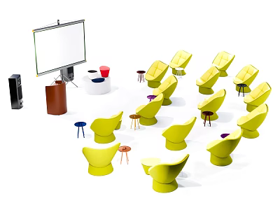 Modern Conference Chair Simple Conference Table and Chair 3d model