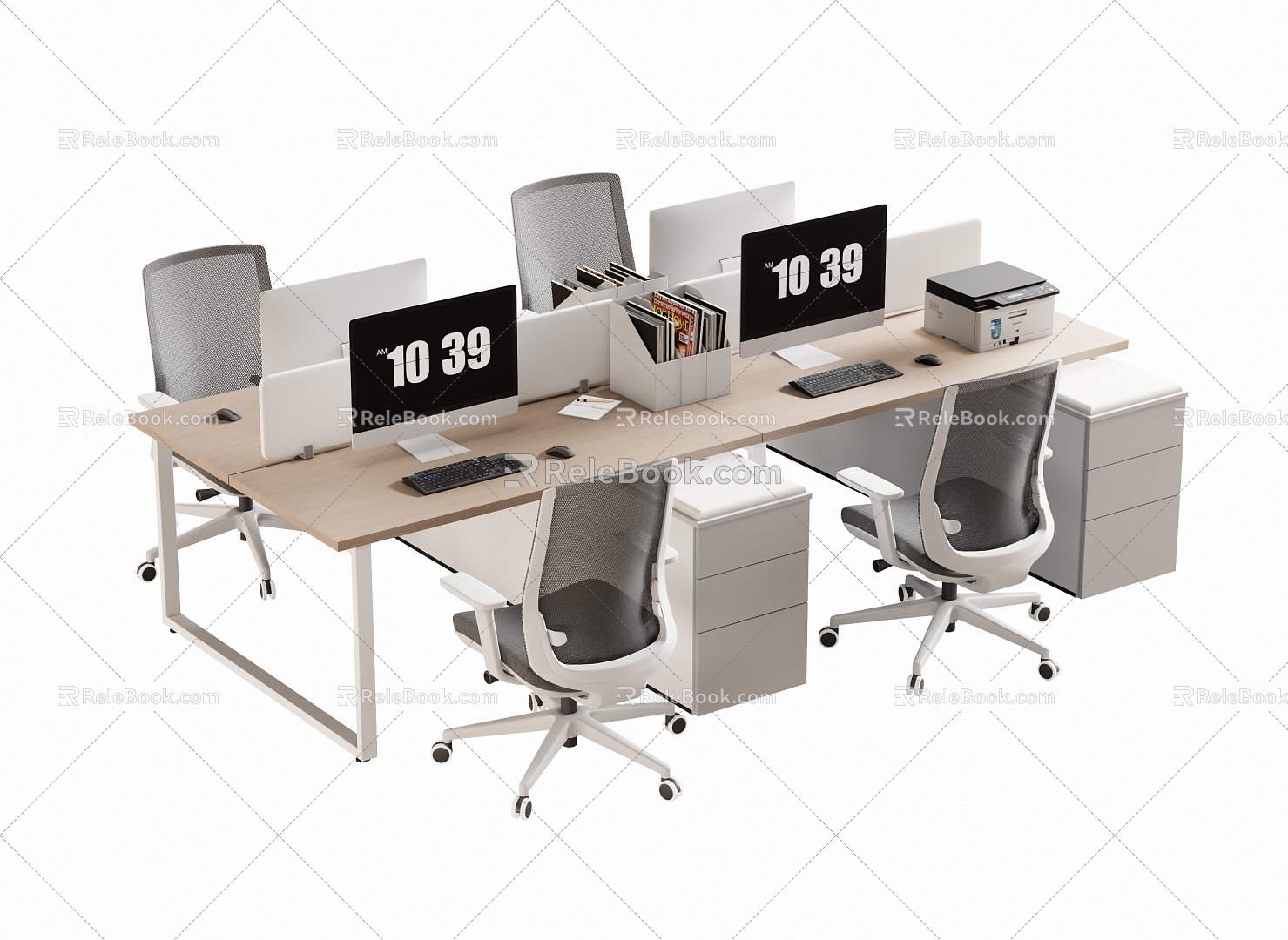 Modern Office Desk and Chair Staff Station Computer Desk and Chair 3d model