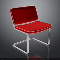 Red Modern Chair With White Frame And Comfortable Seat Cushion Backrest