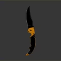 Tactical Weapon Knife With Black Blade And Orange Black Handle Design