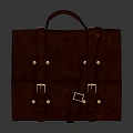 Vintage Brown Genuine Leather Briefcase With Strap Buckle And Classic Design