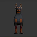 Grey and Orange Doberman Dog Doll Standing 3D Model with Realistic Details