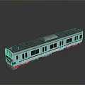 Detailed Gray Model Train Featuring Green Stripes Windows Skylight And Reflective Design 3d model