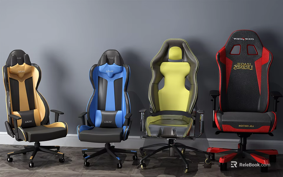 Multicolored Office Chairs With Modern Ergonomic Design Swivel Wheels And Comfortable Seats 3d model 