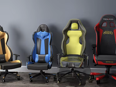 Multicolored Office Chairs With Modern Ergonomic Design Swivel Wheels And Comfortable Seats 3d model
