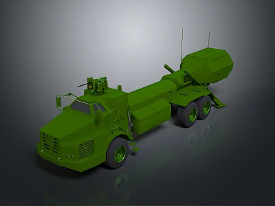 Military Green Armored Tank With Turret Cannon Tracks And Weapon System 3d model